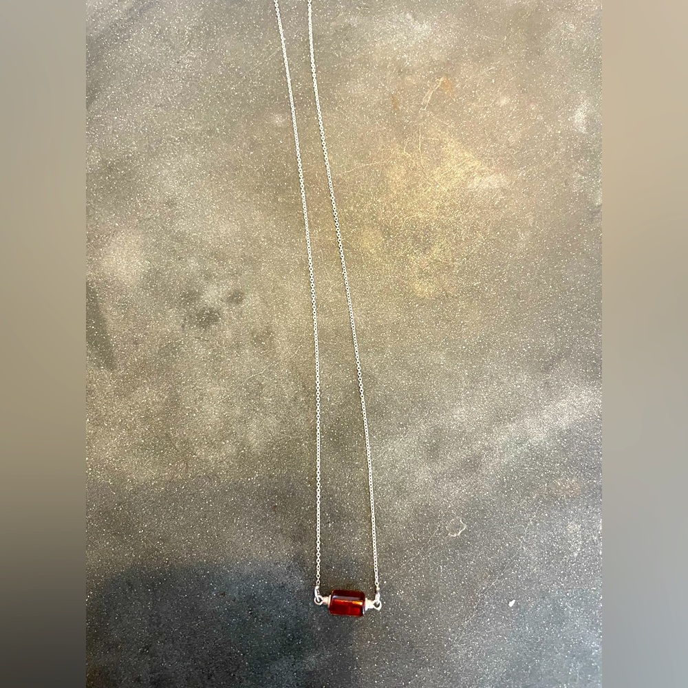 Beautiful Amber Necklace Sterling Silver